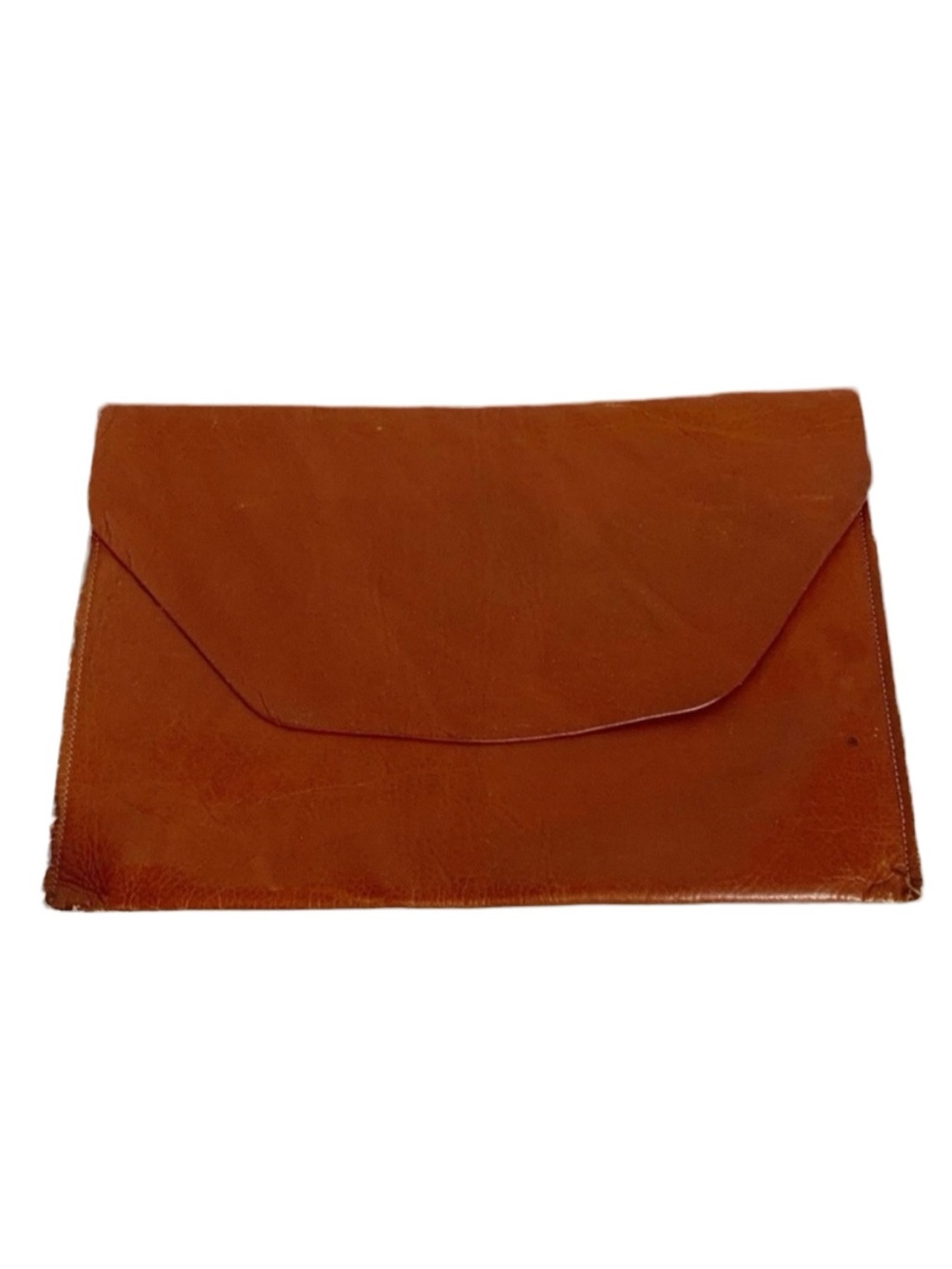 Vintage Unbranded Leather Envelope Pouch Clutch Raw Leather Interior Light Brown